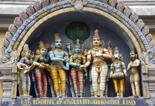 Hindu Temple - Madurai - Tamil Nadu - India Hindu deities at Minakshi Sundareshvera Hindu Temple in the town of Madurai in the Tamil Nadu region of Southern India