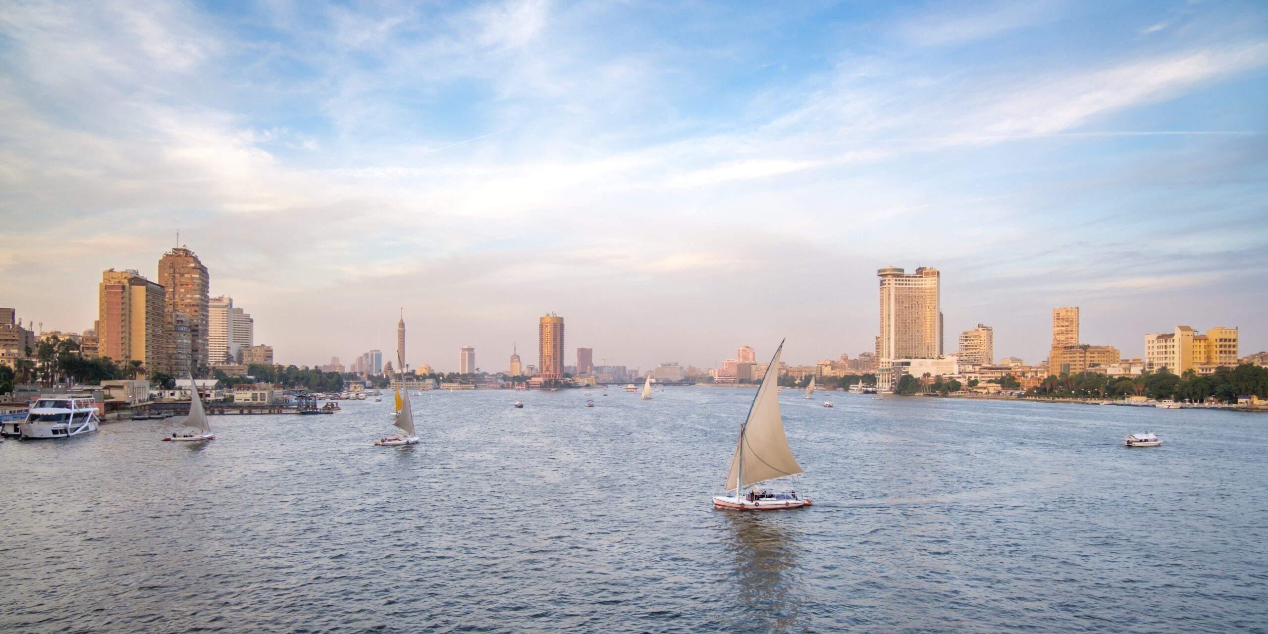 View of the Nile from the university bridge in Cairo